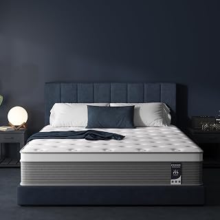 Queen Mattress, 12 Inch Queen Size Bed Mattress in a Box with Memory Foam and Pocket Spring for Medium Firm Feel, Fiberglass Free, Motion Isolation, CertiPUR-US