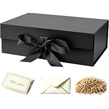 Black Gift Box with Lid for Presents 10.5x7.5x3.1 Inches