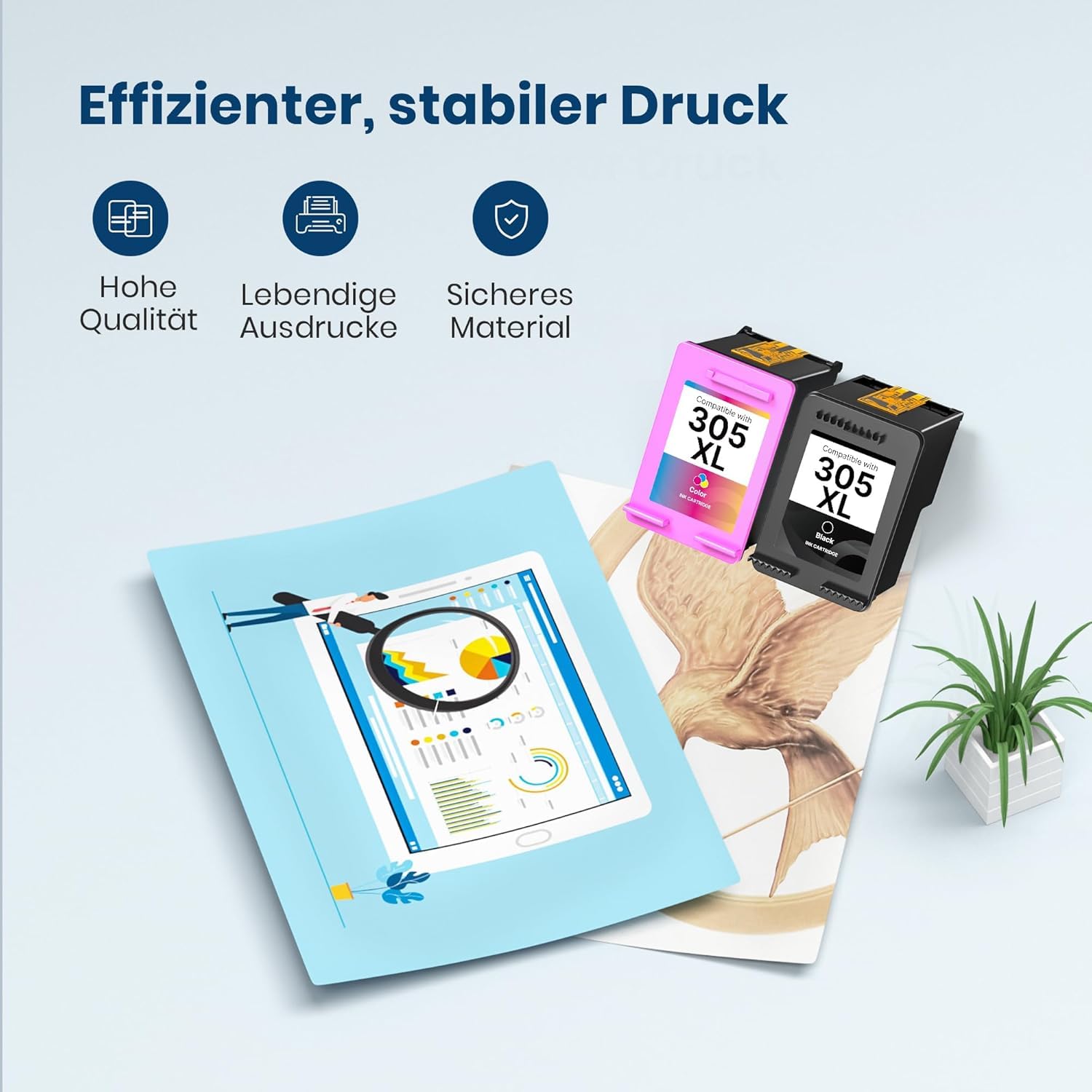 305XL per Cartucce HP 305 XL Nero e Colore per DeskJet 2820e 2810e 2800e 4220e 2720e 2720 2823e DeskJet Plus 4220e Envy 6020e 6020 6022 6000 6420e 6120e 6030e 6032 6020 6430e 6022 (2-Pack)