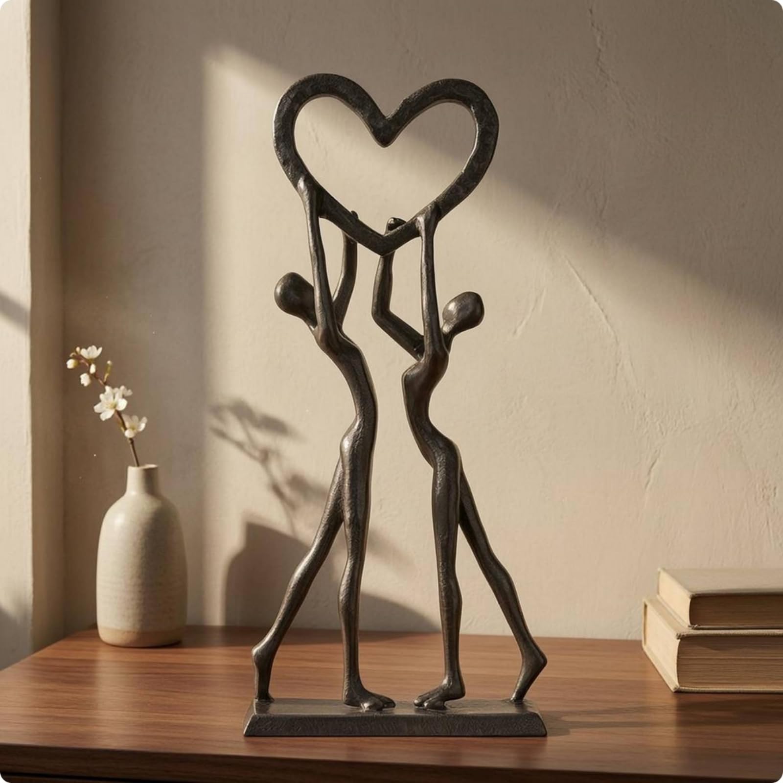 Colcolo Paarfigur Skulptur Metall Figur Deko Statue Ornament aus Eisen mit Freistehender Basis Und Kompaktem Format für Romantische Akzente Heimdekoration, Paar Auf Fahrrad