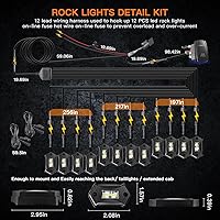 Vista 6 de Kit de luces LEDMIRCY R3 de roca blanca pura con interruptor de palanca, arnés de cable, 12 piezas de luces LED de roca blancas para camiones