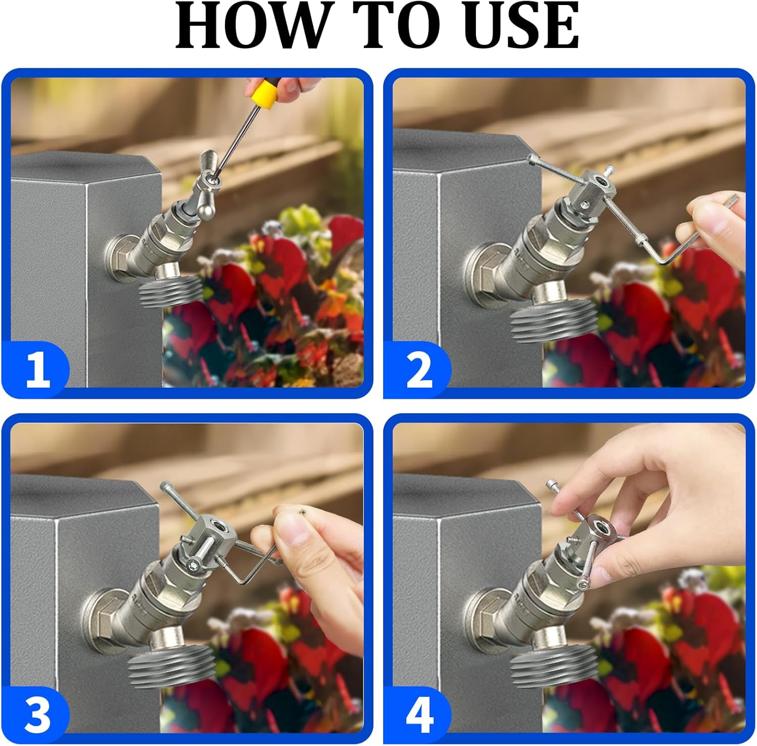 Adjustable Water Shut Off Replacement Handle for Outdoor Garden Faucet, Spigot, Hose Bib, Round Wheel, Adjustable Outdoor Faucet Handle Replacement for 3/8" or Smaller Exposed Stem