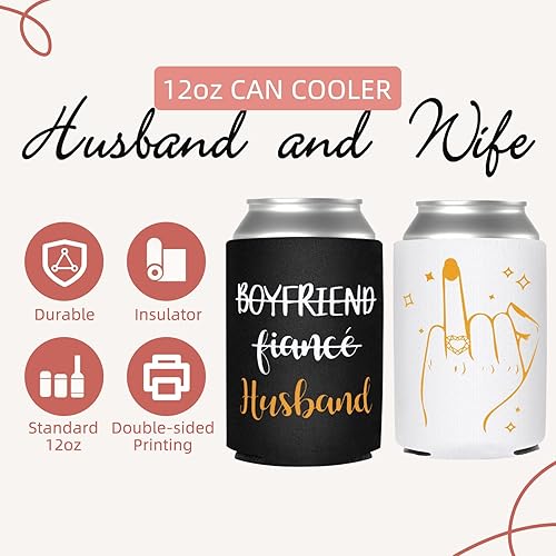 Miniatura 7 de Juego de enfriadores de latas de boda, regalos de boda personalizados para parejas, marido y esposa, botellas y latas, funda plegable, fundas