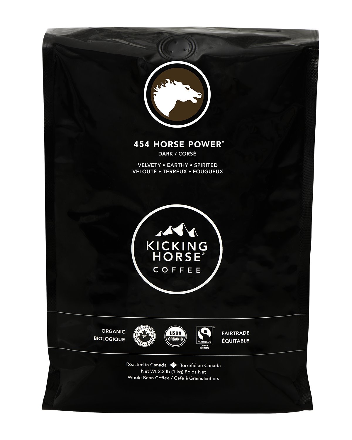 Exclusive Special Kicking Horse Coffee 454 Horse Power, Dark Roast, Whole Bean, 1 Kg (Pack of 6) - Certified Organic, Fairtrade, Kosher