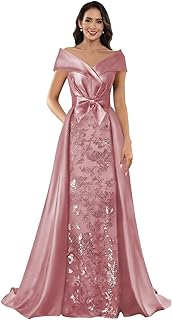 Long Mermaid Mother of The Bride Dresses Lace Elegant Dusty Rose Mother of The Groom Dresses for Women US12