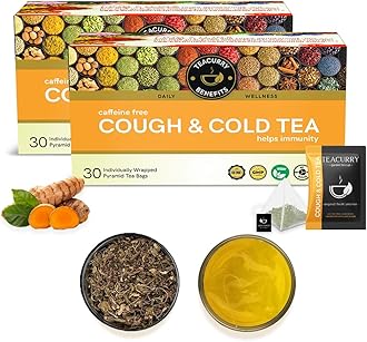 Tea For Cold And Cough-60 Pyramid Tea Bag Helps Runny Nose, Sneezing, Cough, Cold And Sore Throat|Relieves Fever, Dizziness, And Sneezing 100% Natural Herbal Cough Ginger Tea, 100 Grams