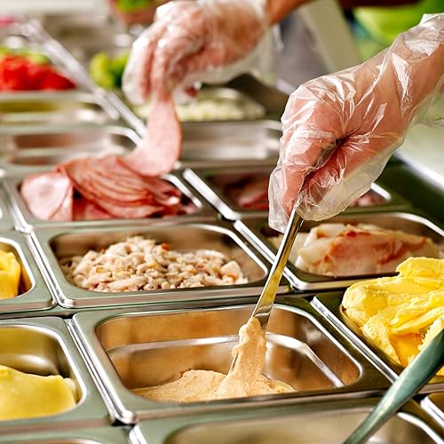 Miniatura 5 de Thenshop Paquete de 10 sartenes de acero inoxidable para mesa de vapor, bandeja de comida comercial de metal para catering, antiatascos para hotel,