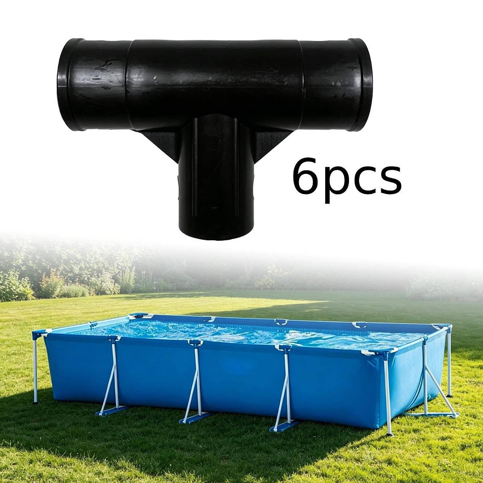 Sharplace 6 Conectores de Reparación de Marco con Junta en T para Patas Y, Accesorios para Piscinas con Marco Rectangular 28273, Negro