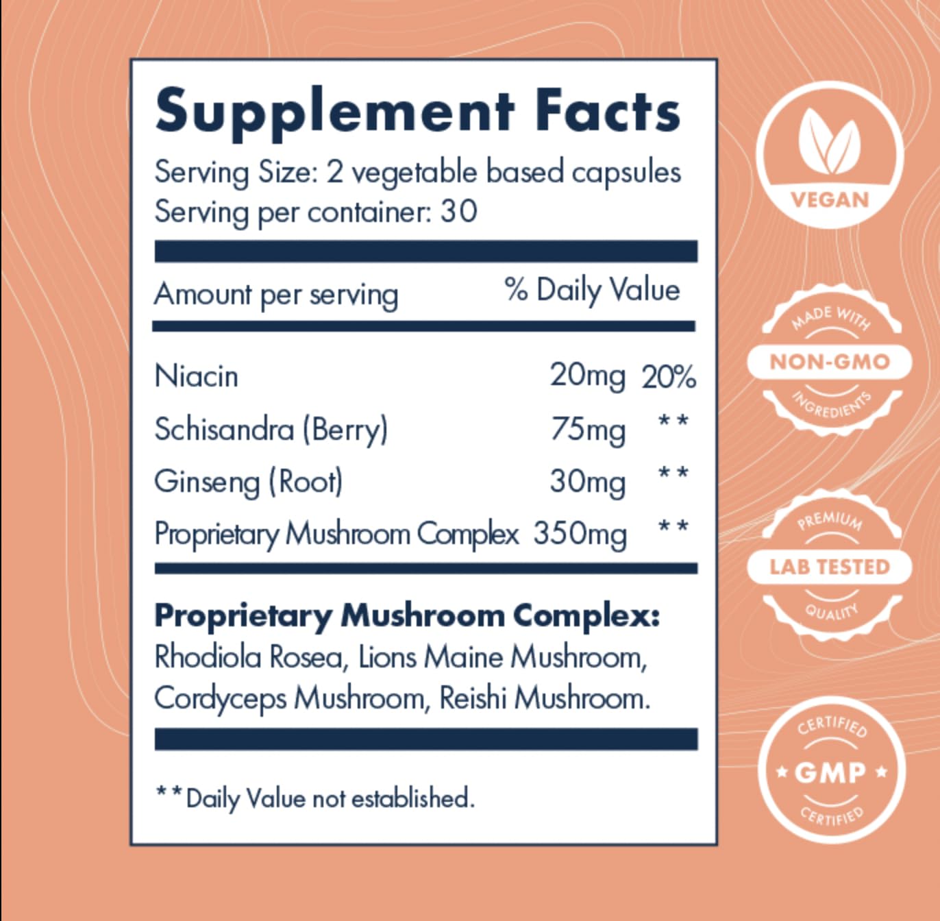 ENRICH Adaptogen Supplement – Lion's Mane, Rhodiola, Cordyceps, Reishi & Ginseng | Doctor-Formulated Nootropic for Energy, Focus & Mood | Caffeine-Free, Vegan, Non-GMO, 60 Capsules — Amazon image 7