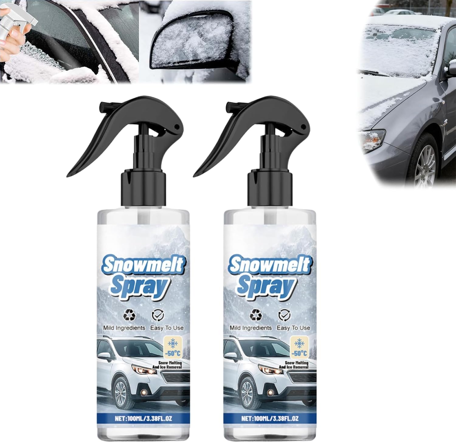 Windshield Deicer Spray for Car, Multi-Surface De-ice Spray Melts Ice & Frost, Safe for Windows, Mirrors, Headlights, Door Locks, Essential Winter Car Care Product (4)
