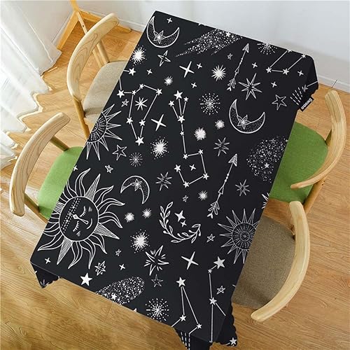 Miniatura 2 de Swono Mantel rectangular de sol y luna, 52 x 70 pulgadas, estrellas, sol, luna, constelación, galaxia, espacio para mesas rectangulares, mantel