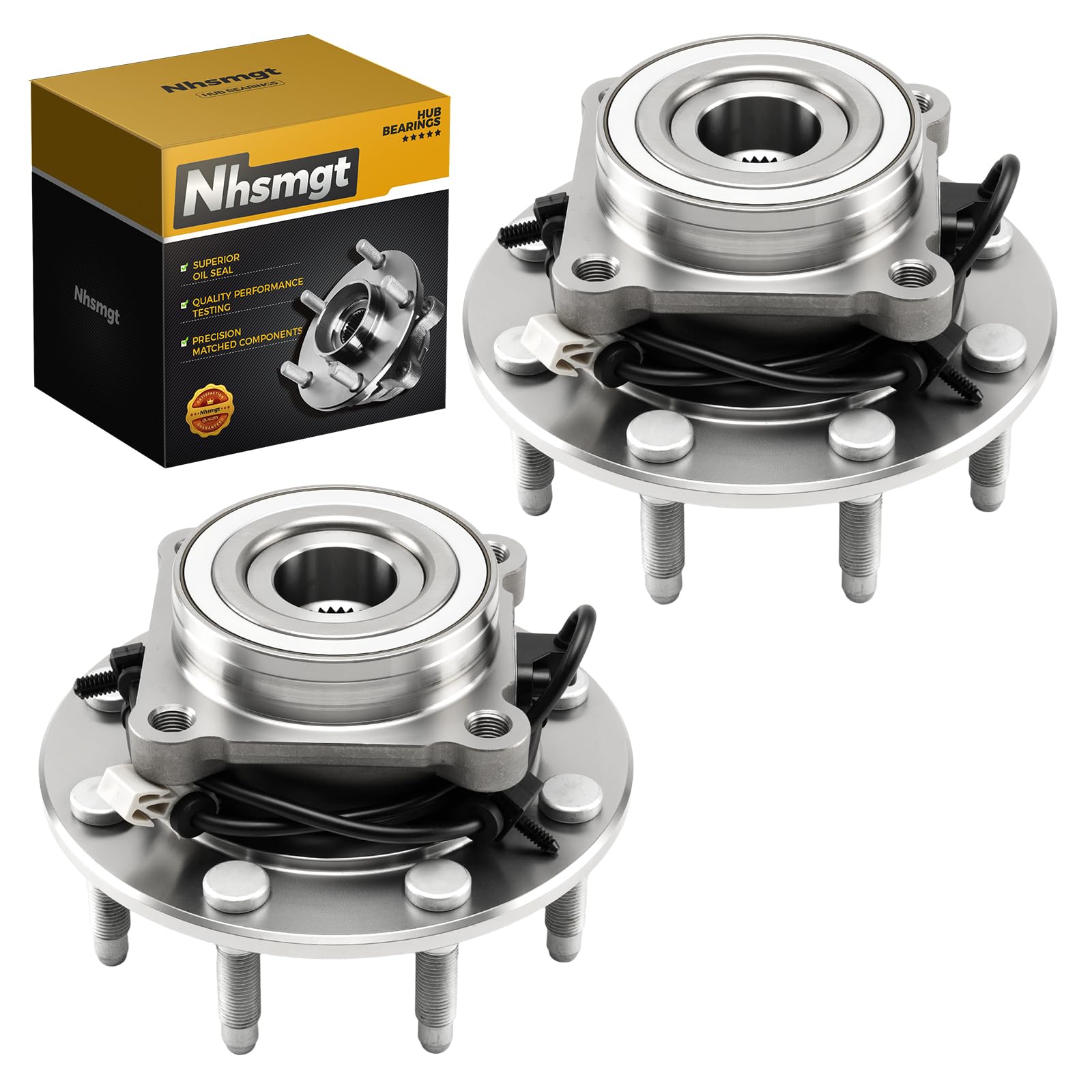 Nhsmgt 4WD Front Wheel Bearing Hub Compatible with Chevy Silverado fit GMC Sierra 2500 HD 3500 Avalanche 2500 Suburban Yukon XL 2500 H2 8-Lug with ABS