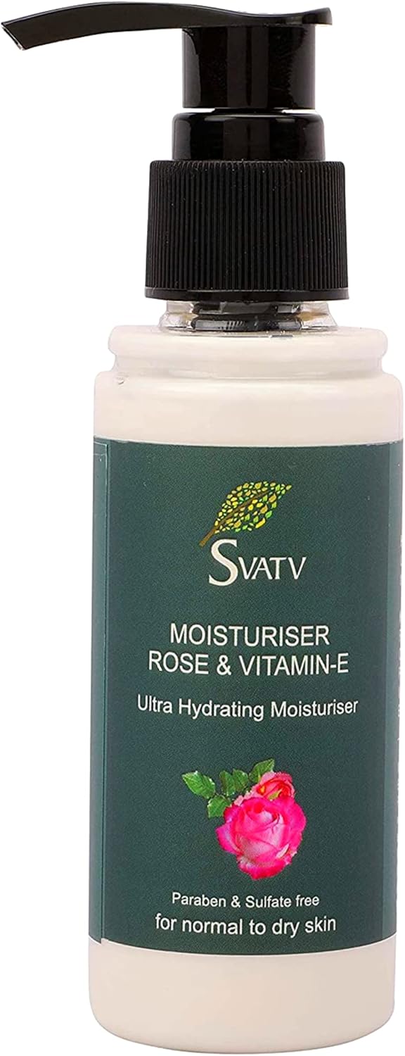 SVATV Rose & Vitamin-E Facial Moisturizer and Body Lotion For Normal, Sensitive & Dry Skin – Hydrating Soothing Collagen Cream Skin Care | Women Lotion Cream- 3.52oz | 100g