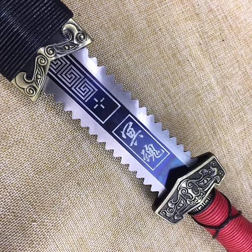 Miniatura 3 de Lin creative Espada Han jian, hecha a mano, hoja de grabado de acero de alto carbono, vaina de madera maciza, Wushu