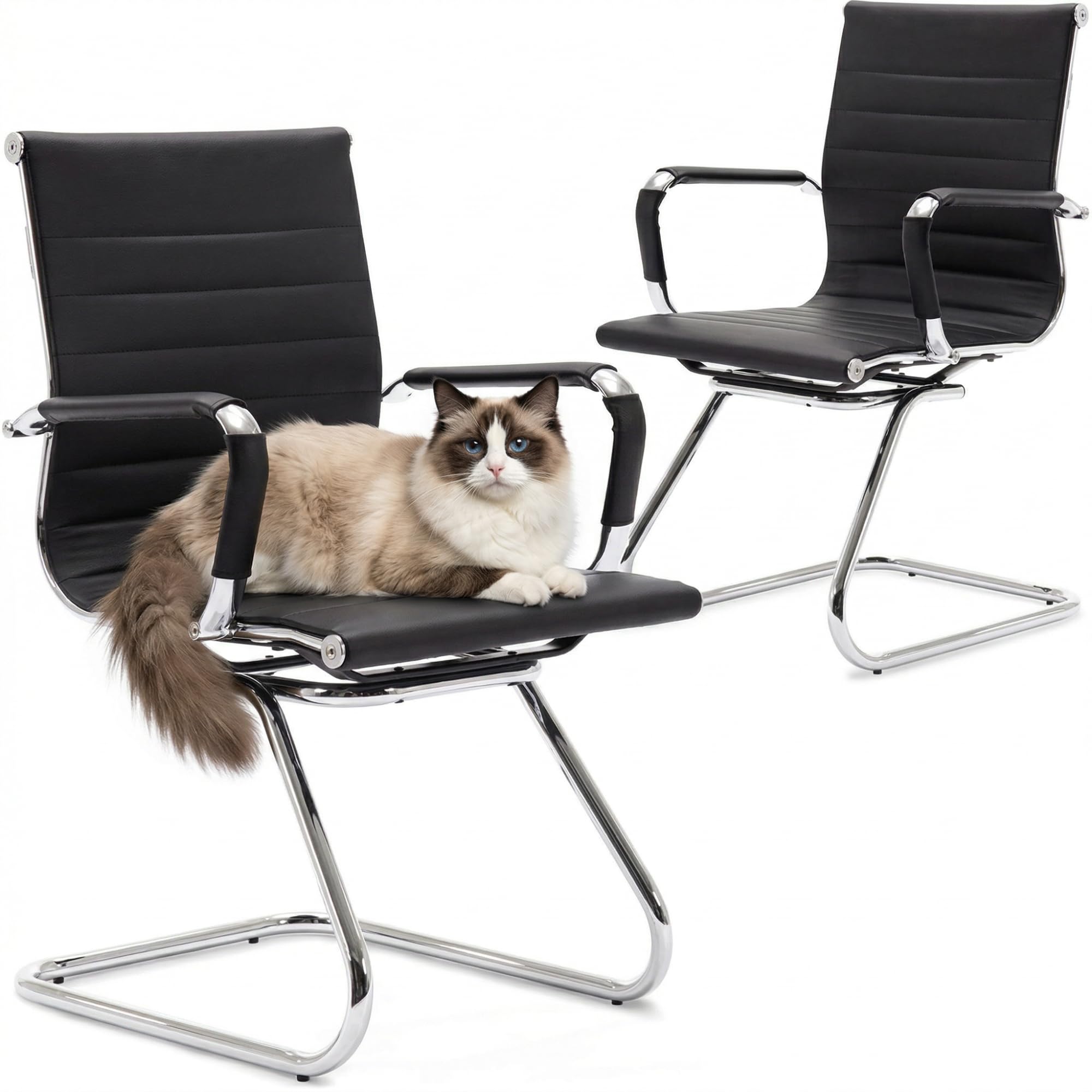 HNY 2-Pack PU Leather Office Guest Chairs