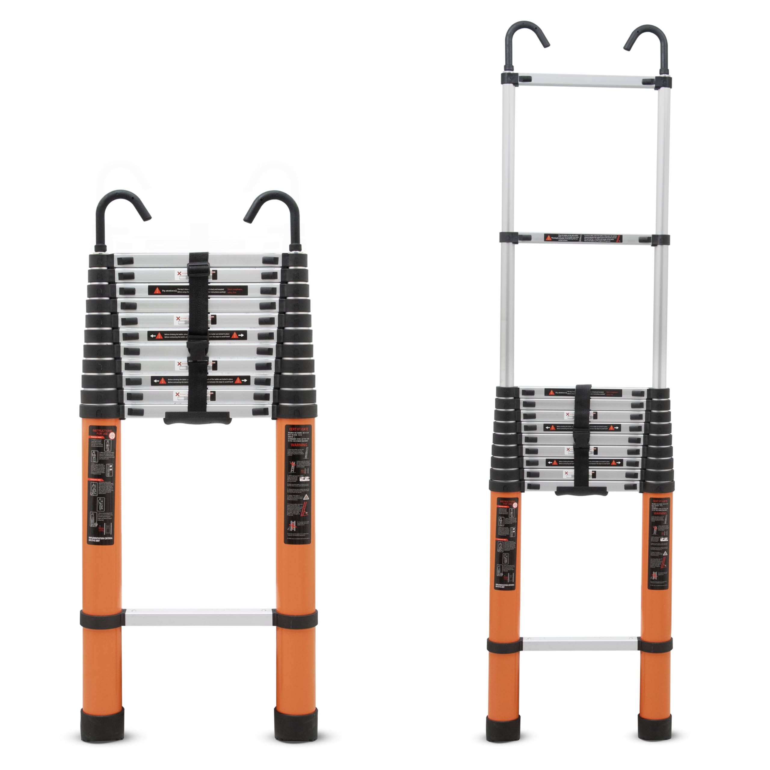 Plantex 2.6m (8.5 ft.) Portable and Compact Aluminium Telescopic Ladder with Removable Hooks/Foldable Multipurpose Ladder for Home & Outdoor Use/2 Years of Warranty By Plantex/EN131 Certified-(Black) — Amazon image 9