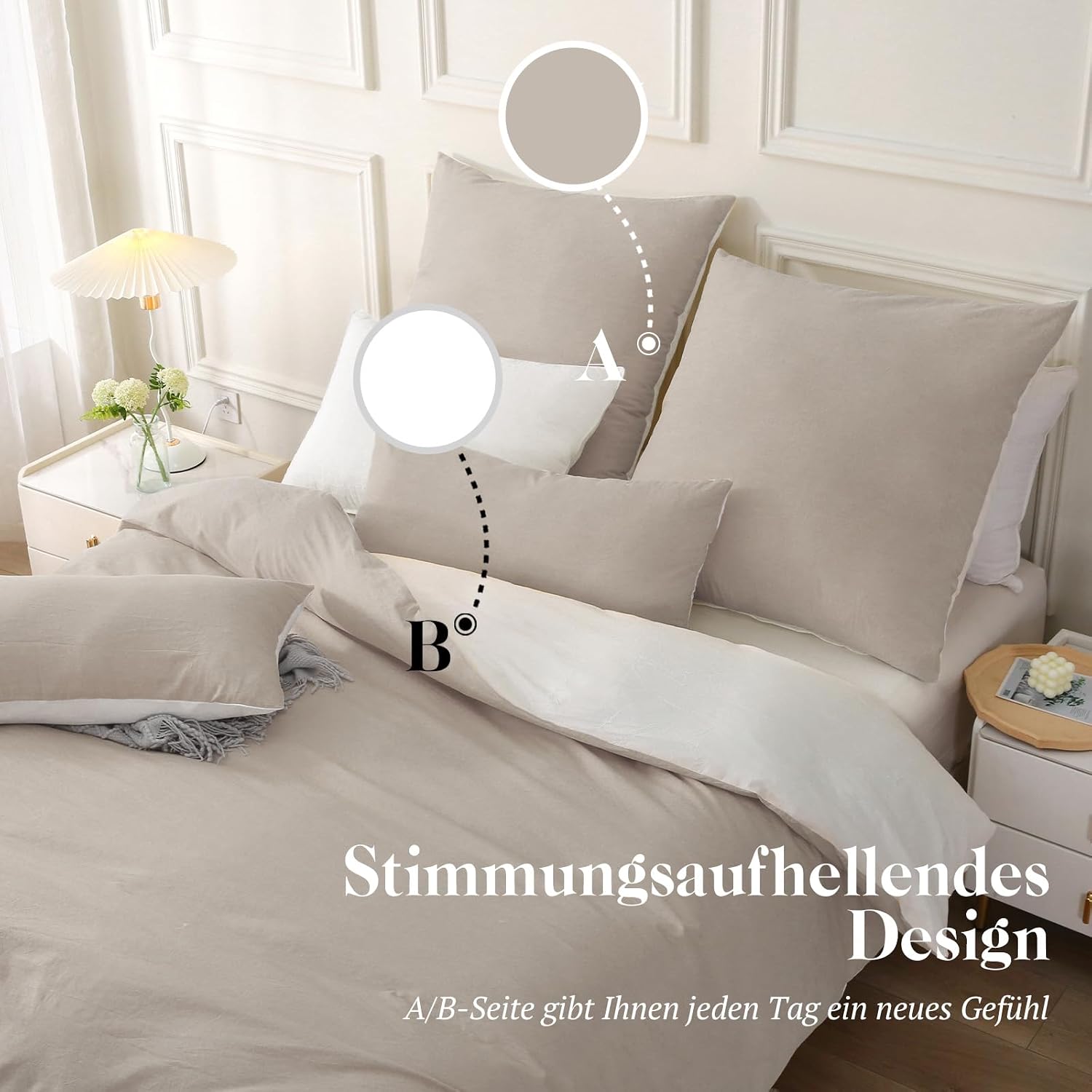 SOULFUL 4-Piece Bed Linen Set 135 x 200 with Zip, Cotton, Texture Similar to Stonewashed Linen, Includes 2 Duvet Covers 135 x 200 cm and 2 Pillowcases 80 x 80 cm, Dark Camel | 100% cotton, washed linen look, zip, 1 x duvet cover 135 x 200 cm and 1 x pillowcase 80 x 80 cm Dark Camel 4-pc. 2 x 135 x 200 inches | 2 x 80 x 80 inches