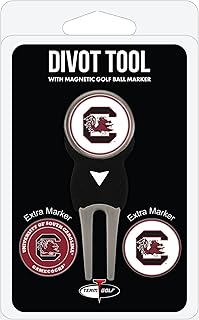 Team Golf NCAA South Carolina Gamecocks Divot Tool Pack With 3 Golf Ball Markers Divot Tool with 3 Golf Ball Markers Pack, Markers are Removable Magnetic Double-Sided Enamel