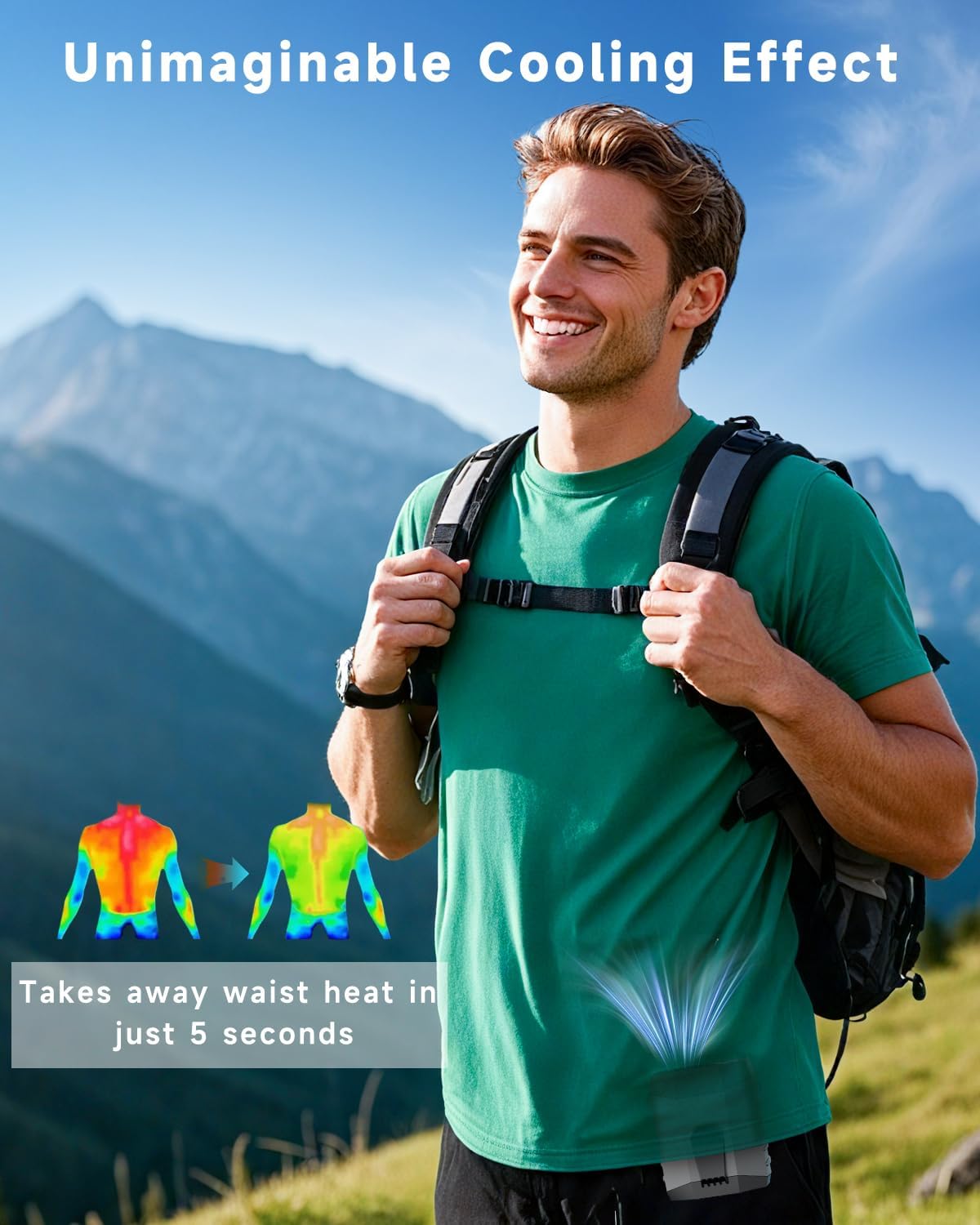 JKBOOM 2026 Smart Portable Rechargeable Fan with LED Light & 25H Runtime, 4-Speed 9200RPM Turbo Cooling Personal Waist Fan, Wearable Neck & Belt Clip for Camping, Outdoor, Hiking - Grey