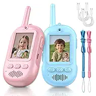 Video Walkie Talkies for Kids, 2 Pack Rechargeable Long Range Video Kids Walkies Talkies with Voice Changer, Outdoor Camping Hiking Indoor Play Toys Birthday for Boys and Girls Ages 3-12