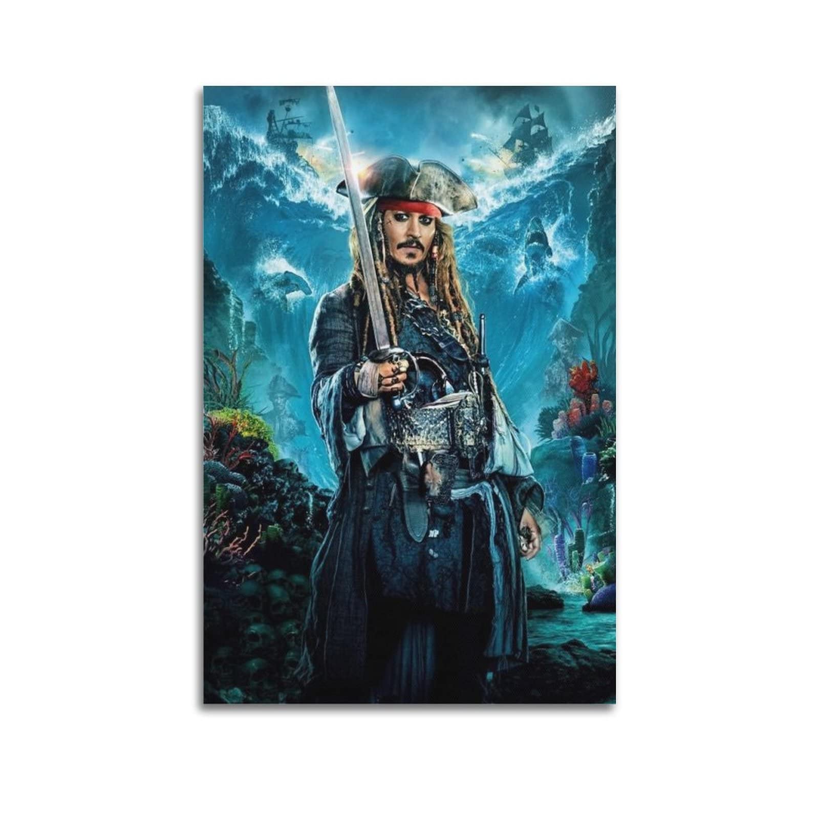 bestforhome Pirates of The Caribbean Captain Jack Sparrow 90x60cm Image as Beautiful Art Print on Real Canvas as Wall Mural on Stretcher Frame bestforhome Pirates of The Caribbean Captain Jack Sparrow 90x60cm Image as Beautiful Art Print on Real Canvas as Wall Mural on Stretcher Frame