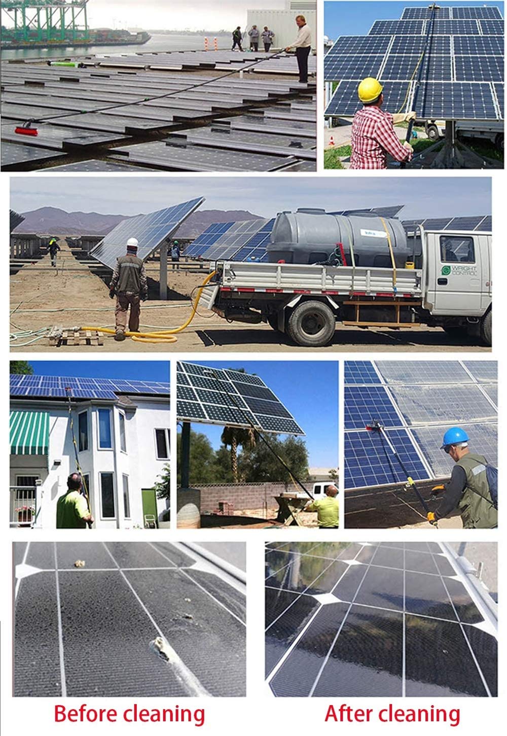 Kit Asta con Alimentazione ad Acqua L Pulitore per finestre da Esterno Vetro per finestre Sistema di Pulizia Pannelli solari fotovoltaici Attrezzatura di Lavaggio Strumen