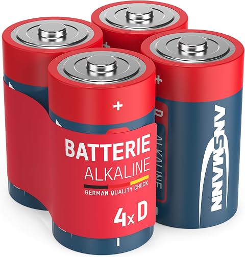 Ansmann 4X Alkaline Batterien Mono D LR20 1,5V - Langlebige D-Zellen | Auslaufsichere Mono-Batterien fuer Radio, Wecker, Taschenlampe und Spielzeug - gepruefte Qualitaet von -20 bis +60 Grad