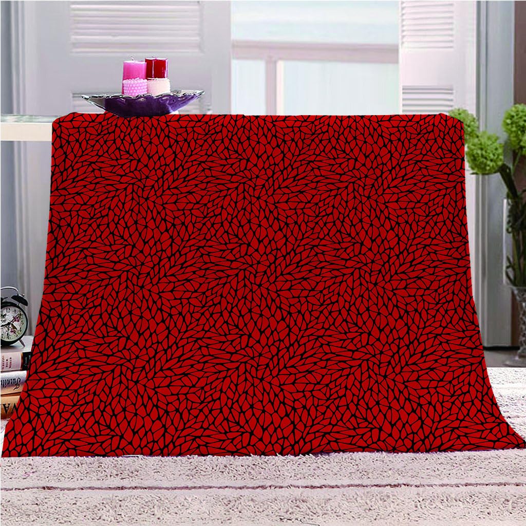 Mantas para Cama De Franela Invierno para Infantil Y Adulto 150X200Cm Manta Polar De Felpa De Microfibra Suave para Sofá, 3D Arte De Textura Roja Patrón, Cálida Y Transpirable