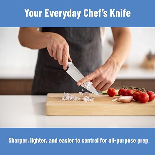 Miniatura 3 de Misen Cuchillo de chef de 6.8 pulgadas, acero inoxidable japonés AUS-10 de alto carbono, hoja híbrida alemana y japonesa, cuchillo de cocina de