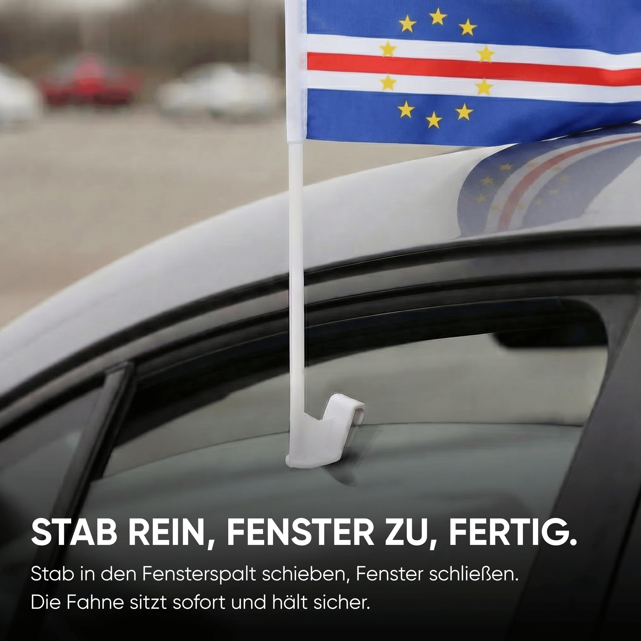 2er Set Auto Fahne Kap Verde - Autofahnen Kapverdische Flagge 30 x 45 cm, Fußball Fanartikel, WM & EM, Länderflagge Kap Verde