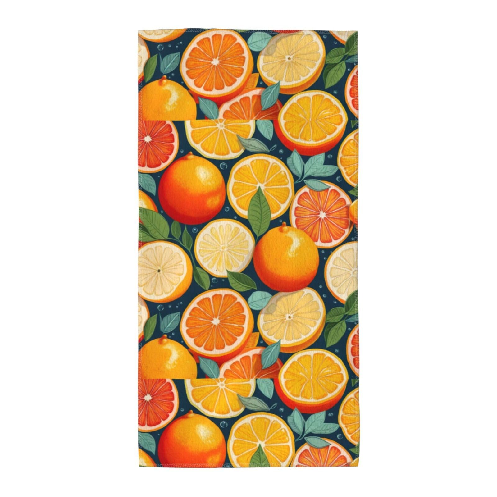 Cbaaghh Citrus Fruit Pattern Print Towel, Towels Thick Face Towels Fast Drying Washcloth For Bath, Spa, Gym