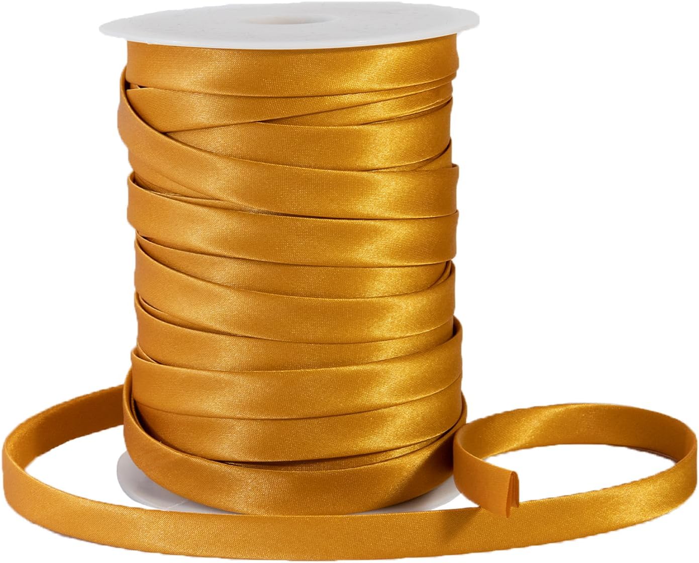 [55 Yards] Double Fold Bias Tape 1/2 Inch (12mm) - Polyester Sewing Binding Tape for Quilting, Blanket Edging, Garment Hemming - Pre-Folded Edge Trim for Fabric, Pillow, Purse, Antique Gold