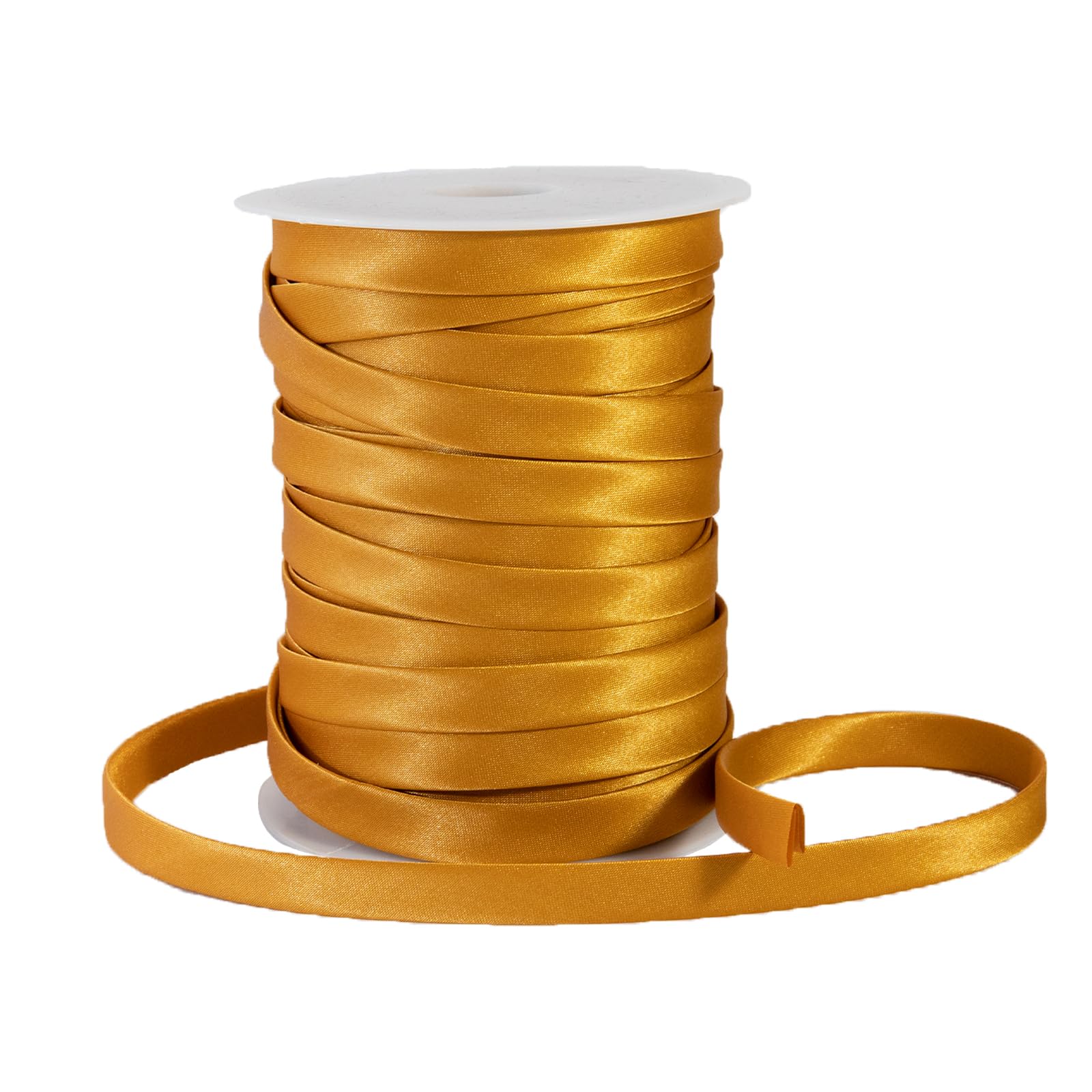 Photo 1 of [55 Yards] Double Fold Bias Tape 1/2 Inch (12mm) - Polyester Sewing Binding Tape for Quilting, Blanket Edging, Garment Hemming - Pre-Folded Edge Trim for Fabric, Pillow, Purse, Antique Gold
