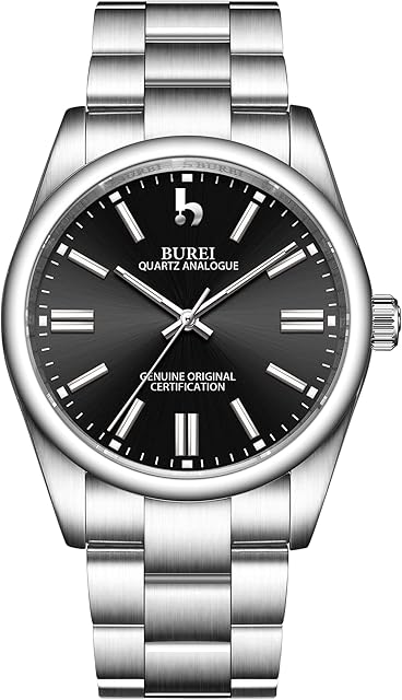 BUREI Men's Stainless Steel Fashion Watch Japan Movement Quartz Wristwatches for Men 42mm Luxury Classic Watch
