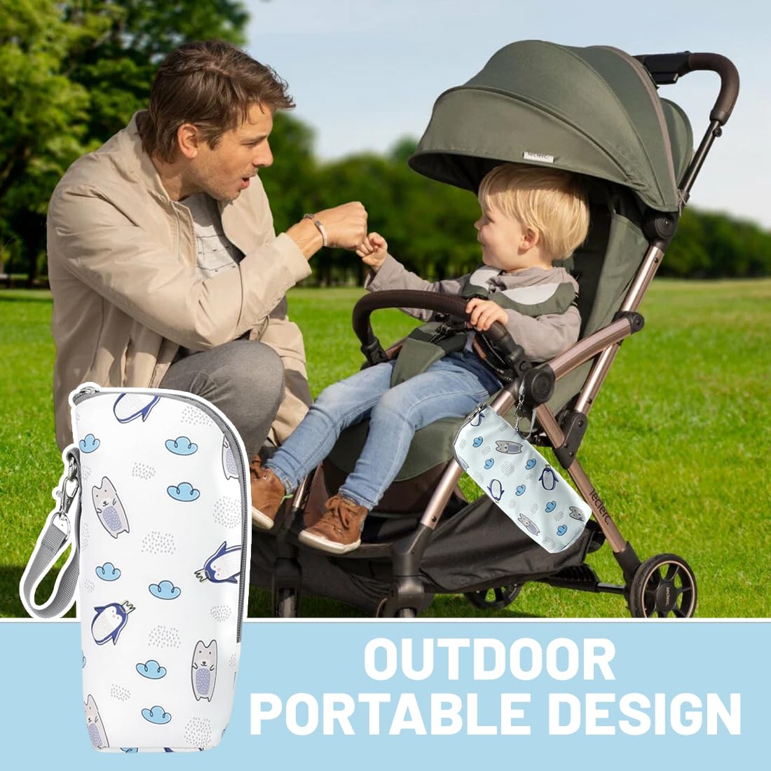 1 Pezzo Porta Biberon Termico Borsa Termica Con Strato Isolante,Borsa Da Viaggio Portatile Appeso Latte Materno Acqua Stoccaggio Biberon Sacchetto Di Isolamento, Pinguino