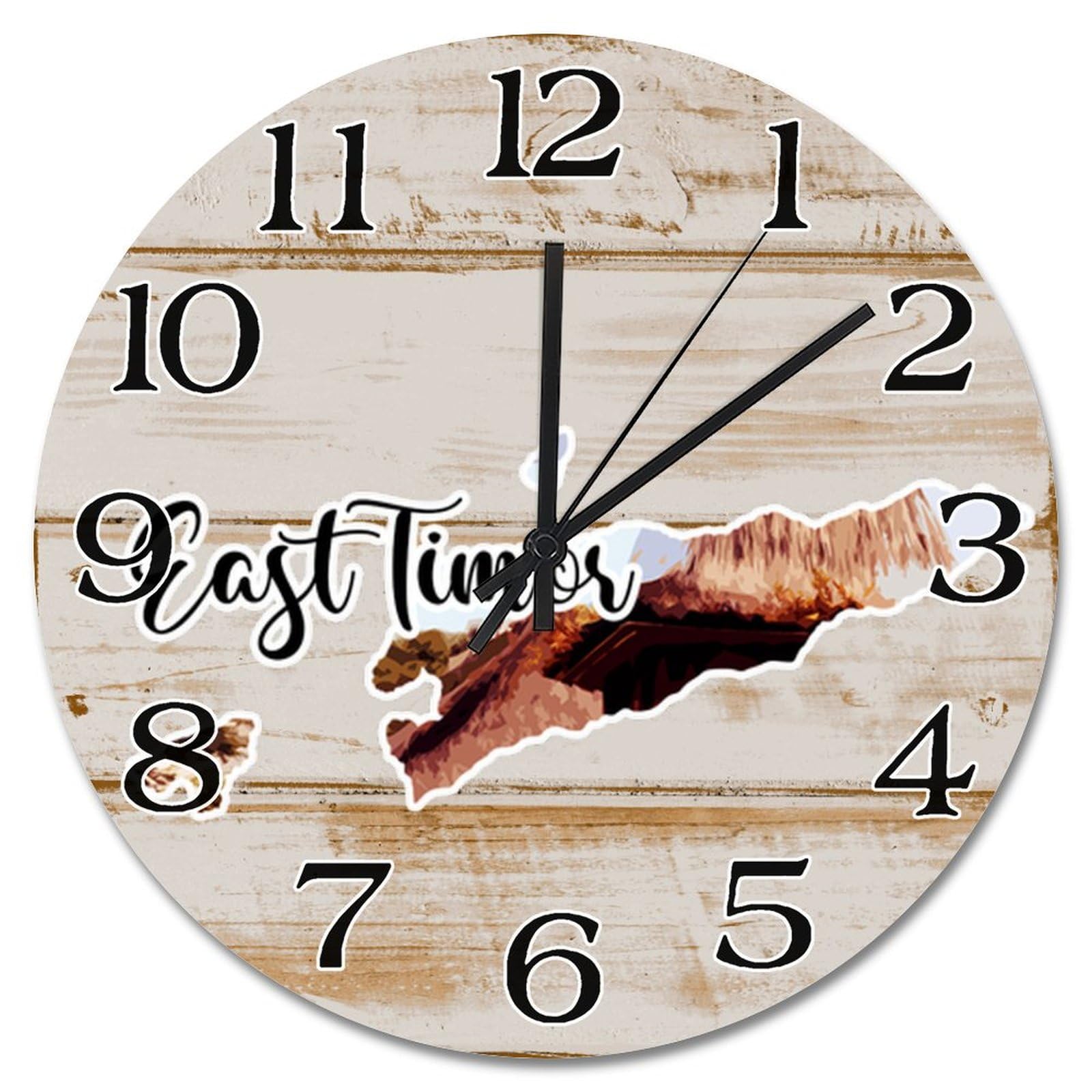 Horloge silencieuse Timor oriental en bois de 38cm sans tic-tac