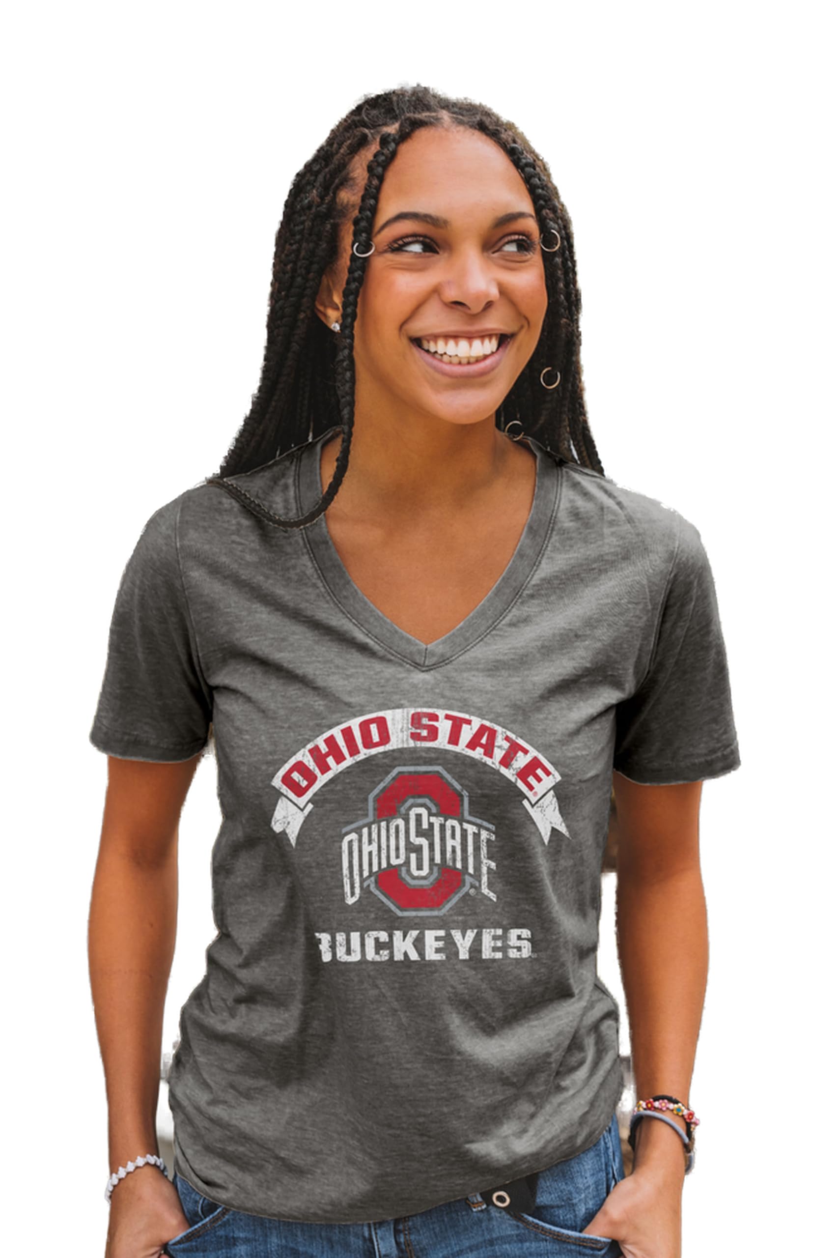 Blue 84 T-Shirt pour Femme sous Licence Officielle NCAA Burnout Vintage Scholar