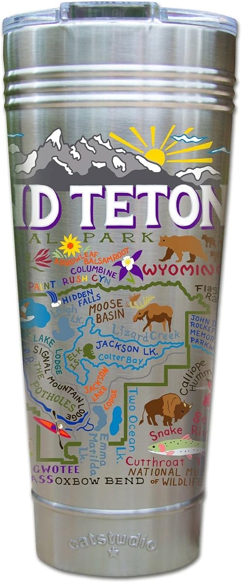 Catstudio Grand Teton Thermal Tumbler, Insulated Travel Cup | Triple Wall Insulation - Non Slip Bottom - 24oz - Travel Tumbler with Lid for Water, Coffee & Tea - Travel Souvenirs & Gifts