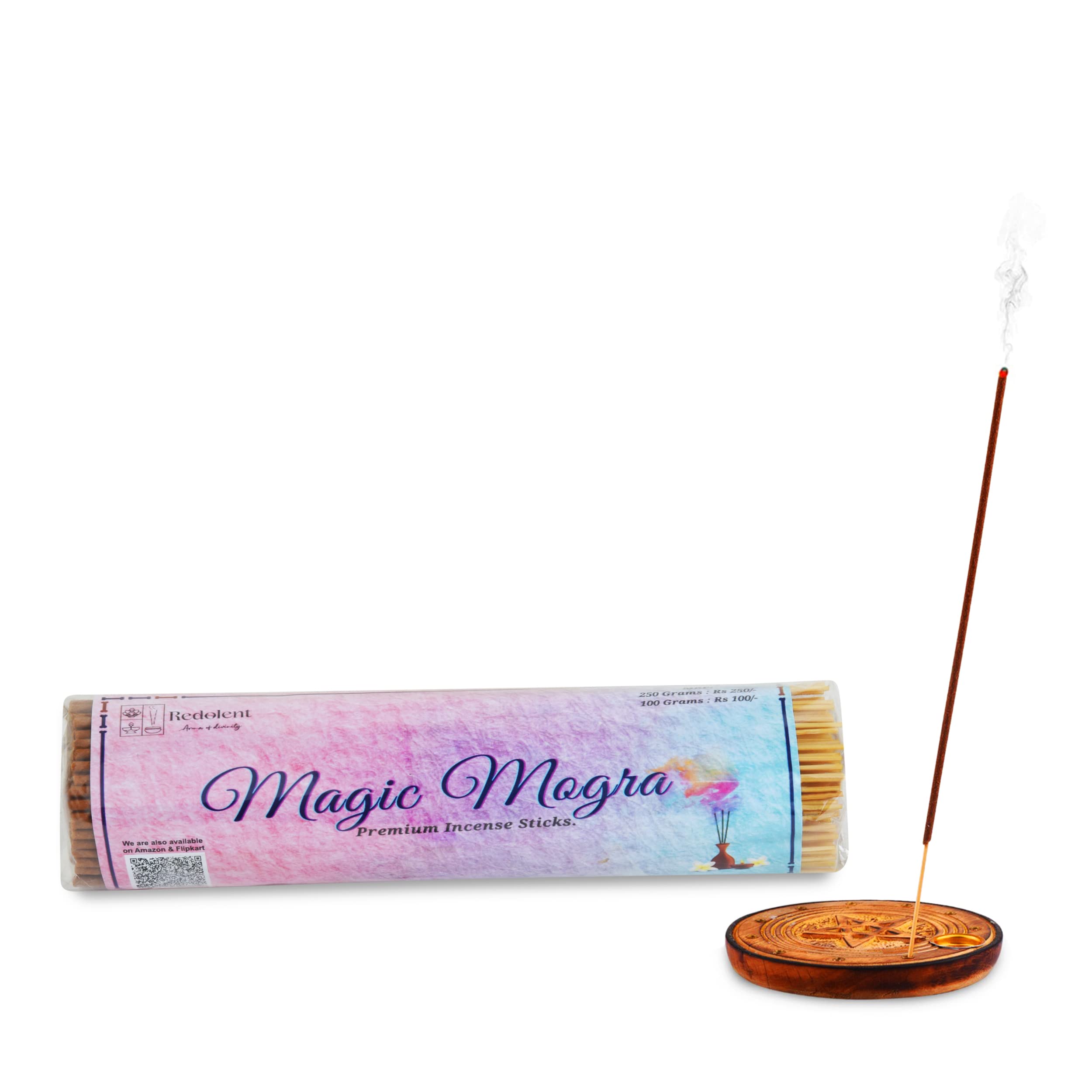 Redolent Organic and Non-Toxic Incense Sticks Each Pack 130 Sticks/Ayurvedic Agarbatti (Magic Mogra,Pack of 1)