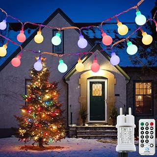 Augone 120 LED] String Lights, 12m 8 Modes and Merk Function, Outdoor / Indoor Fairy Lights with Connector, Perfect Party Decoration, Children's Room, Balcony, Christmas Lighting Etc Colorful)