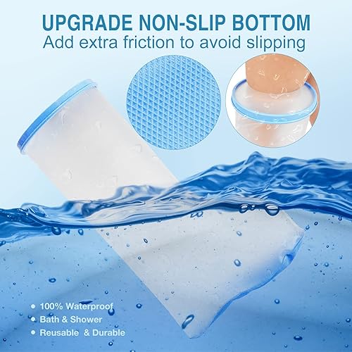 Miniatura 2 de Funda impermeable extra ancha para adultos de ducha, cubierta de ducha de piernas extra grande con parte inferior antideslizante, protector de pies