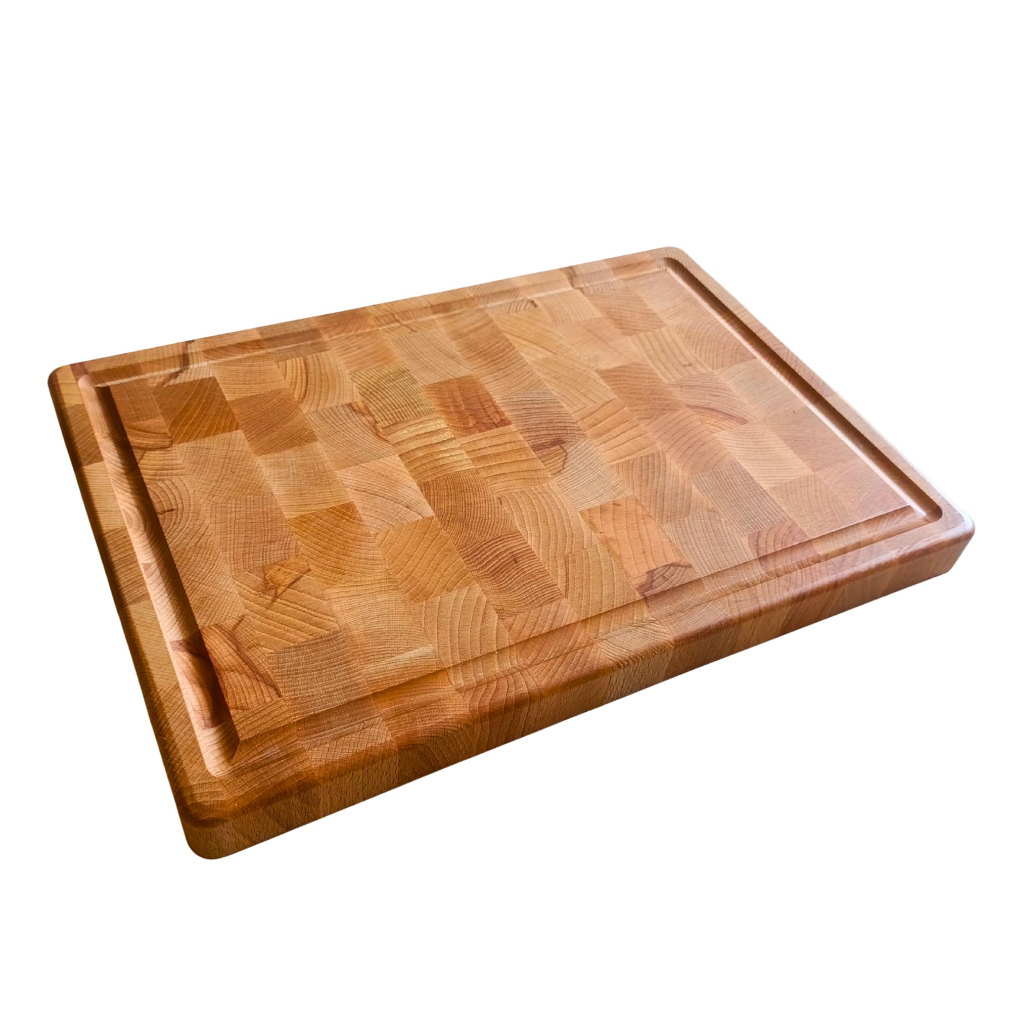 INNOVAHOME Deska Sztorcowa do Krojenia z Litego Drewna Dębowego, Masywny Blok Rzeźniczy 40x28x3 cm, Nie Tępi Noży, z Rowkiem na Soki