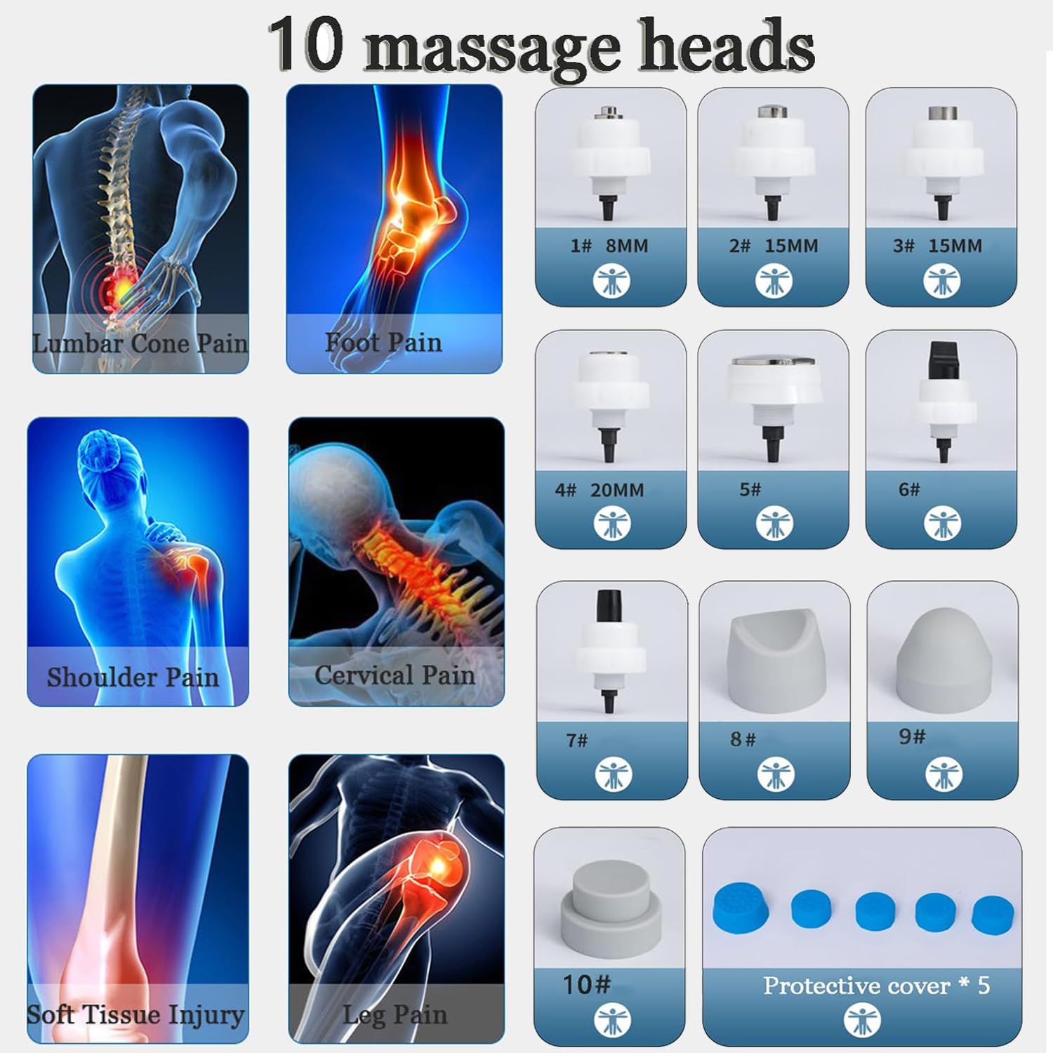 Dispositivo per Terapia ad Onde d'urto, Extracorporee Massaggiatori | Macchina Onde D'urto Fisioterapia, Elettromagnetiche ESWT Apparecchio per Disfunzione erettile, Tallone, Fascite plantare
