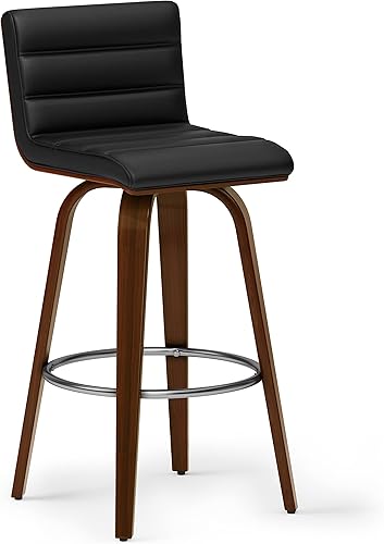 Miniatura 22 de SIMPLIHOME Lowell Taburete de bar giratorio ajustable, silla tapizada de metal de 33 pulgadas de altura del asiento en tela de aspecto de lino gris