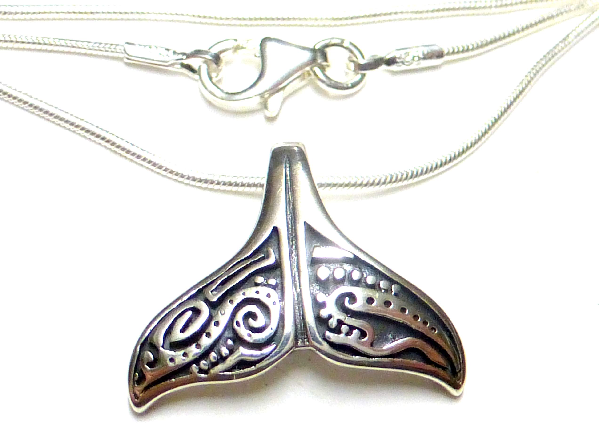 Silberschmuck - BGSilver Pendant with Whale Tail Pendant with Chain 45 cm Snake Chain 925 Sterling Silver Jewellery for Divers and Animal Protectors, Sterling Silver, without stone