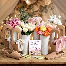 Flower Bar Supplies Kit with 6 Flower Buckets, 30 Flower Baskets, Wooden Sign, 2 Garden Shears & 2 Ribbons, DIY Bloom Bar Set for Wedding, Bridal Shower & Birthday Party Decor