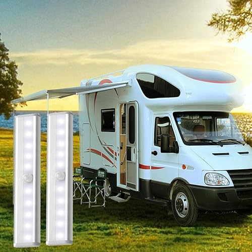 Miniatura 5 de 2 luces LED activadas por movimiento, 10 luces LED con sensor de movimiento de autocaravana, barra de luz nocturna magnética para viajes en