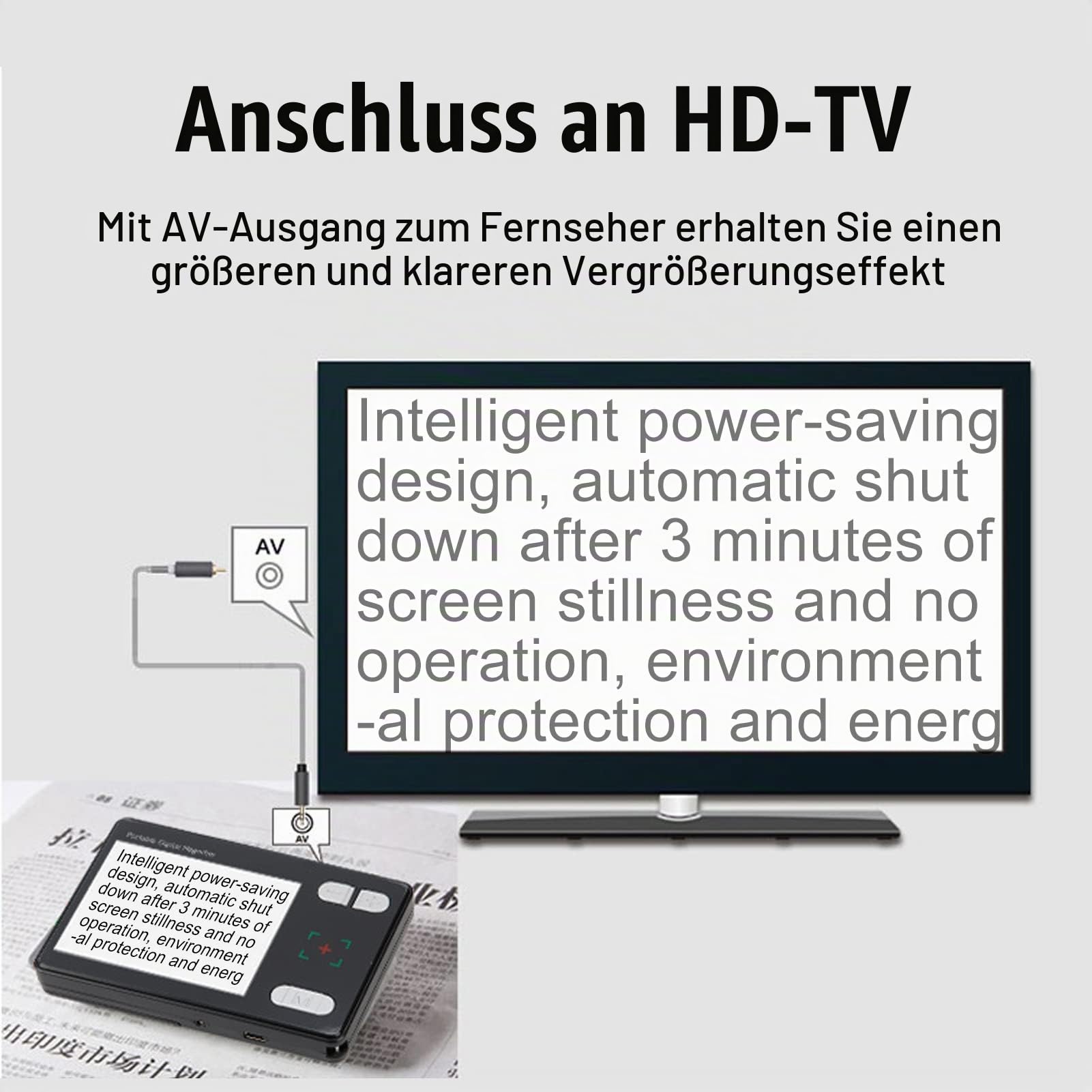 Handlupe, 3,5-Zoll-HD-Digital-Lesehilfe-Lupe mit Griff, 1 MP, 2- bis 32-facher Zoom, 26 Farbmodi, für Sehbehinderte und Sehbehinderte