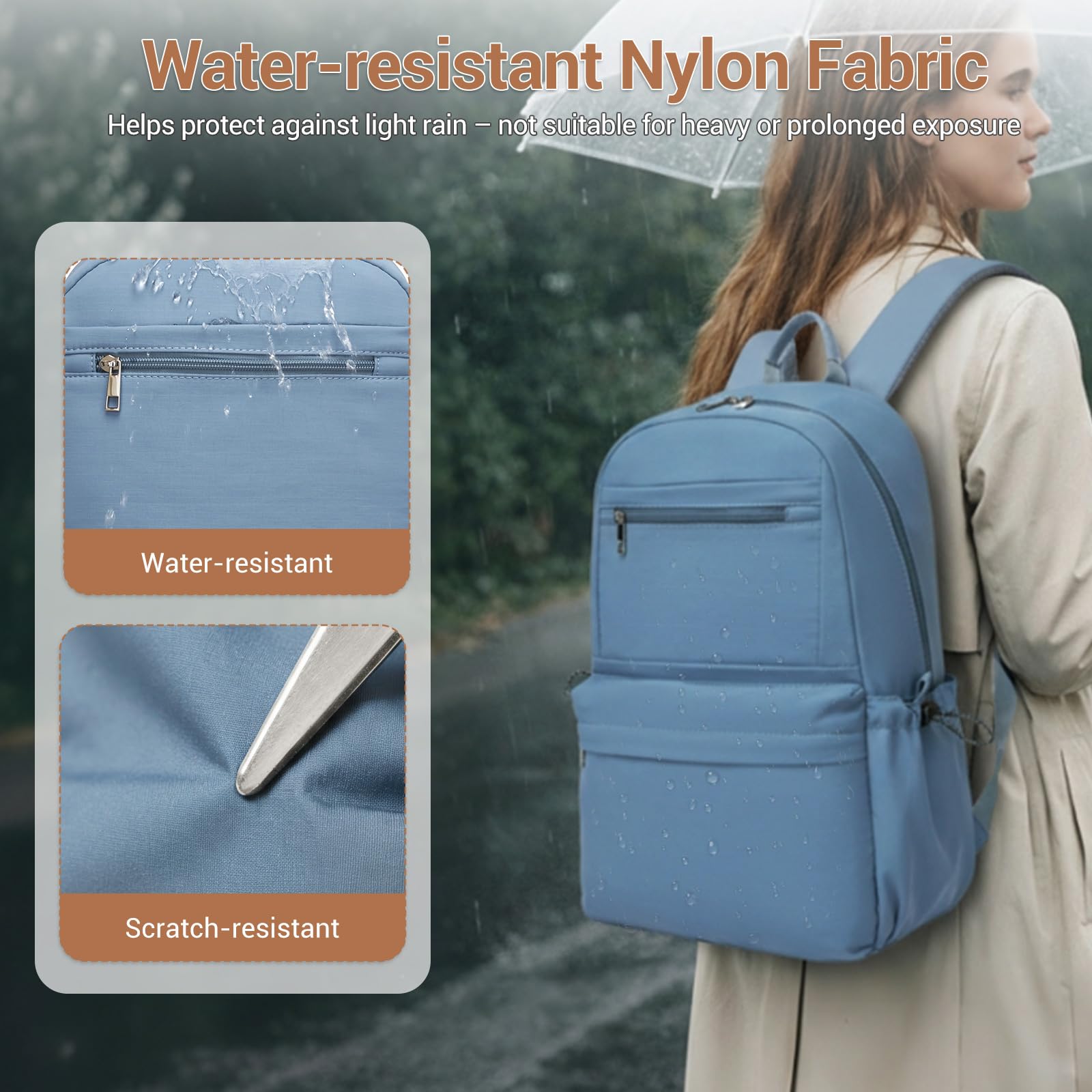 Kono Mochila Escolar Adolescente Mujer Hombre, Mochilas Instituto Ligera Impermeable 15.6 Pulgadas Portátil, Mochila Casual Viaje Trabajo Colegio Universidad (Azul)