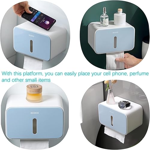 Miniatura 4 de Soporte de papel higiénico impermeable para baño al aire libre, dispensador de papel de seda a prueba de gatos, autoadhesivo, montado para rollo